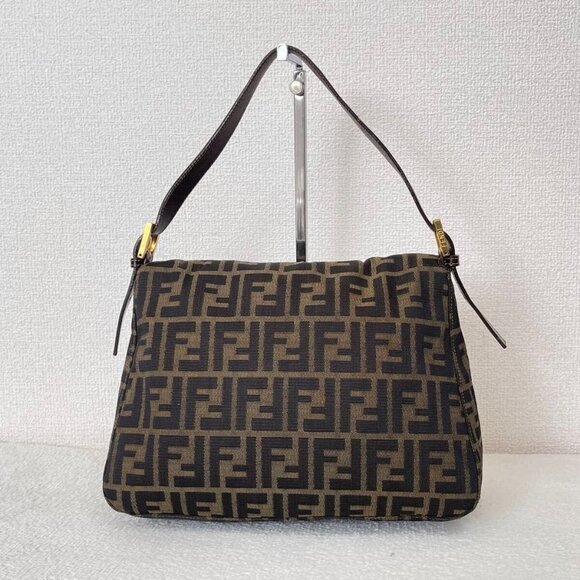 FENDI Mamma Zucca Bucket Baguette Tan Tobacco Flap Bag Purse Shoulder - Picture 6 of 14